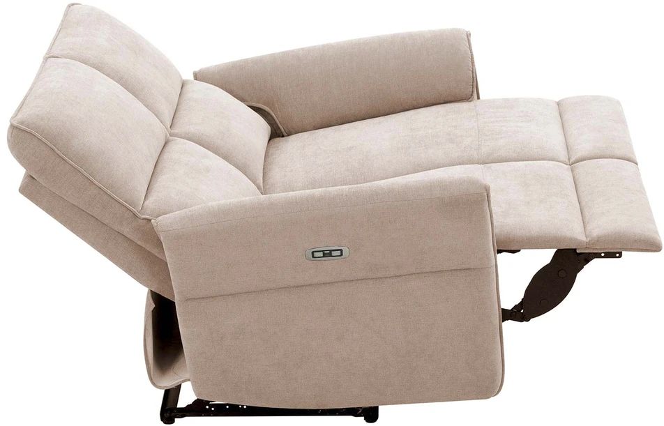 Home4You Atlošiama sofa DAMIKA 2 vietų su elektriniu mechanizmu, šviesiai ruda