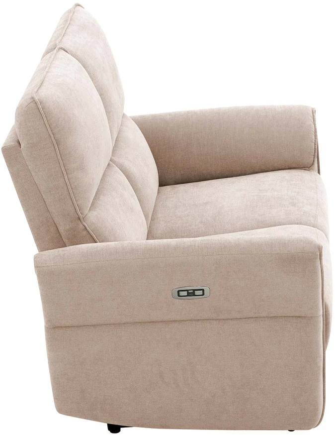 Home4You Atlošiama sofa DAMIKA 2 vietų su elektriniu mechanizmu, šviesiai ruda