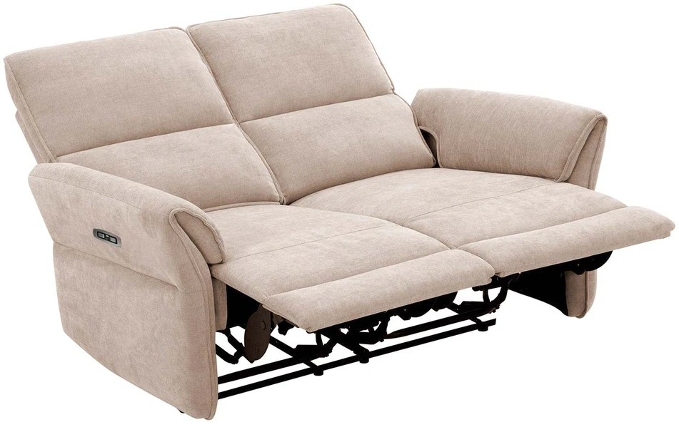 Home4You Atlošiama sofa DAMIKA 2 vietų su elektriniu mechanizmu, šviesiai ruda