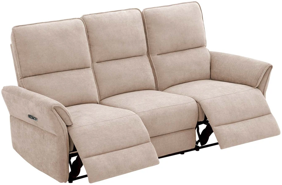 Home4You Atlošiama sofa DAMIKA, 3 vietų, su elektriniu mechanizmu, šviesiai ruda