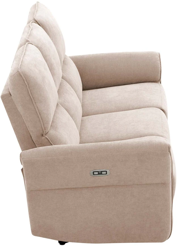 Home4You Atlošiama sofa DAMIKA, 3 vietų, su elektriniu mechanizmu, šviesiai ruda