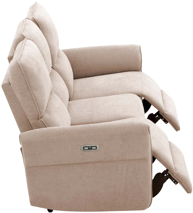 Home4You Atlošiama sofa DAMIKA, 3 vietų, su elektriniu mechanizmu, šviesiai ruda