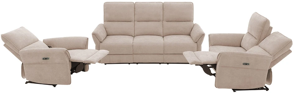 Home4You Atlošiama sofa DAMIKA, 3 vietų, su elektriniu mechanizmu, šviesiai ruda