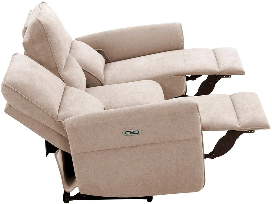 Home4You Atlošiama sofa DAMIKA, 3 vietų, su elektriniu mechanizmu, šviesiai ruda