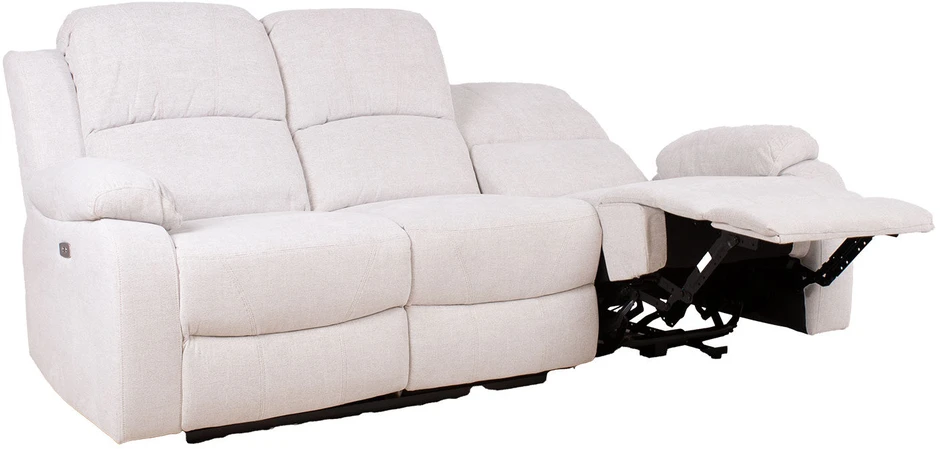 Home4You Trivietė atlošiama sofa FELICIA su elektriniu mechanizmu, natūrali balta