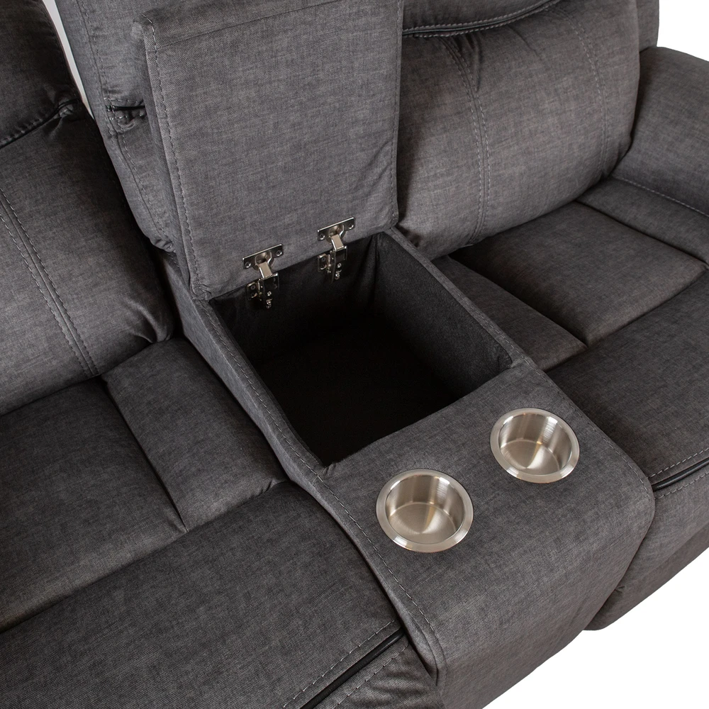 Fotelis Home4You Atlošas sofa GENTRY 2-vietė su rankiniu mechanizmu, pilka