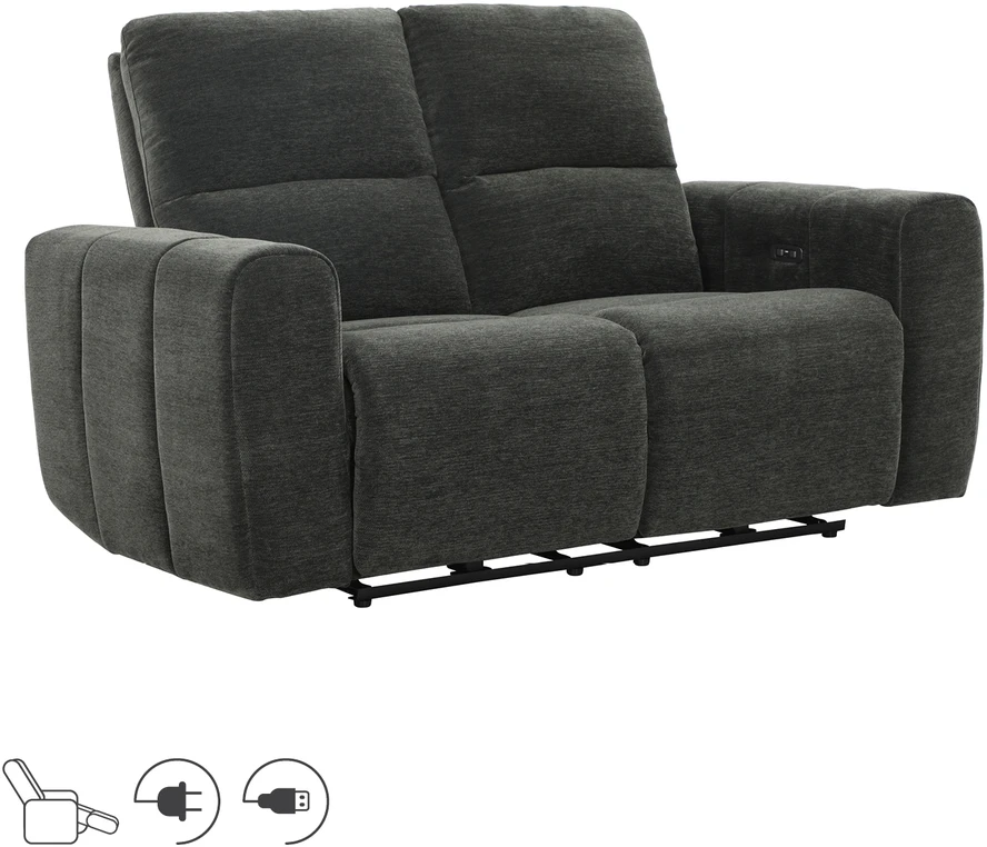 Home4You Dvivietė atlošiama sofa MATIAS su elektriniu mechanizmu, pilka