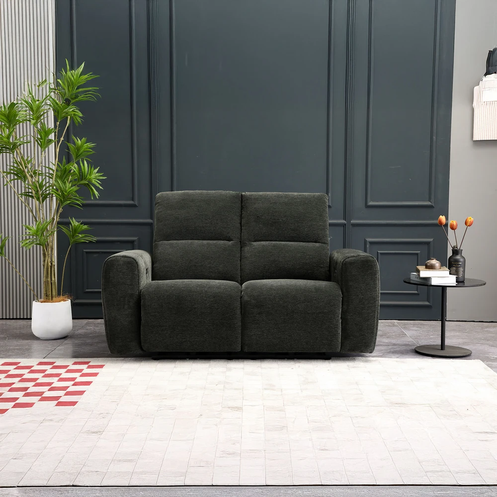 Home4You Dvivietė atlošiama sofa MATIAS su elektriniu mechanizmu, pilka