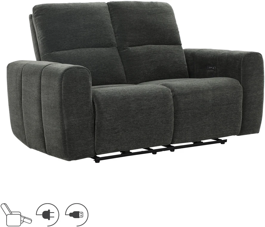 Home4You Dvivietė atlošiama sofa MATIAS su elektriniu mechanizmu, pilka