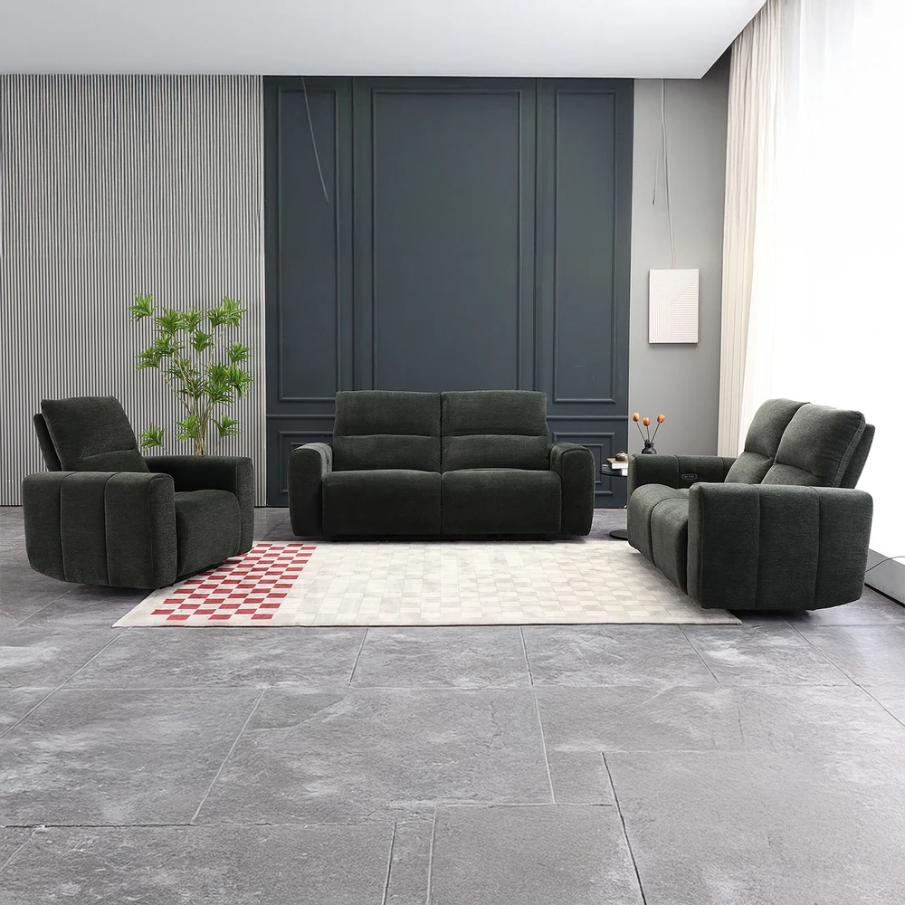 Home4You Dvivietė atlošiama sofa MATIAS su elektriniu mechanizmu, pilka