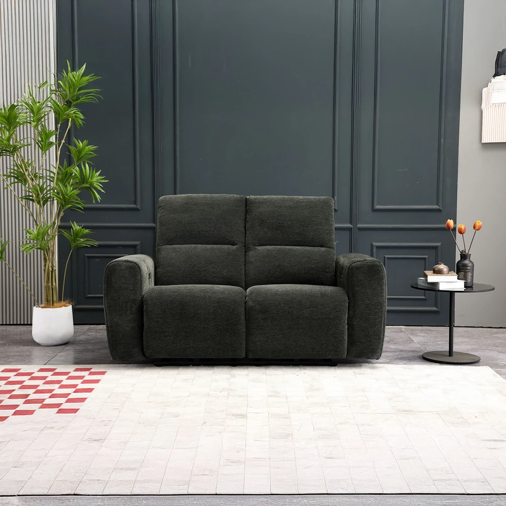 Home4You Dvivietė atlošiama sofa MATIAS su elektriniu mechanizmu, pilka