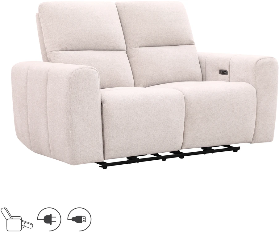 Home4You Dvivietė sofa MATIAS su elektriniu mechanizmu, šviesiai smėlio spalvos
