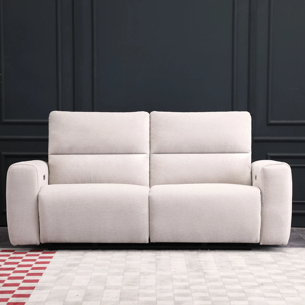 Home4You Trivietė atlošiama sofa MATIAS su elektriniu mechanizmu, šviesiai smėlio spalvos