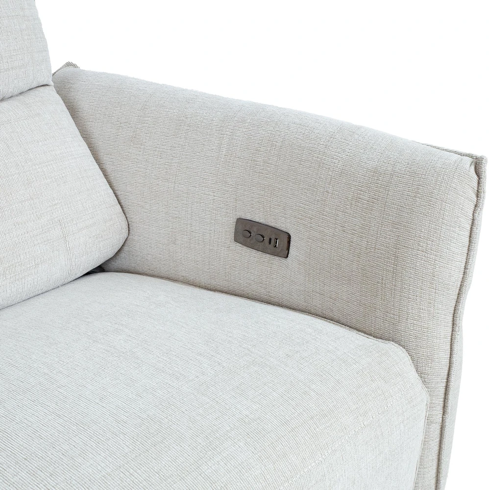 Home4You Trivietė atlošiama sofa MIAMI su elektriniu mechanizmu, šviesiai smėlio spalvos