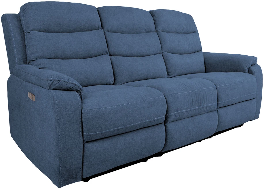 Home4You Mėlyna Trivietė atlošiama sofa MIMI su elektriniu mechanizmu, mėlyna