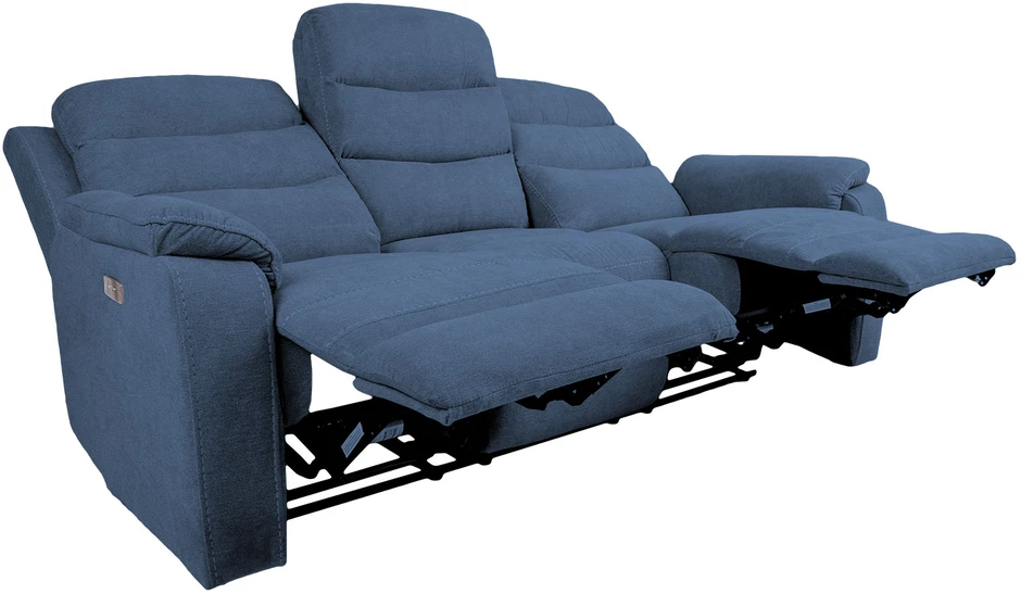 Home4You Mėlyna Trivietė atlošiama sofa MIMI su elektriniu mechanizmu, mėlyna
