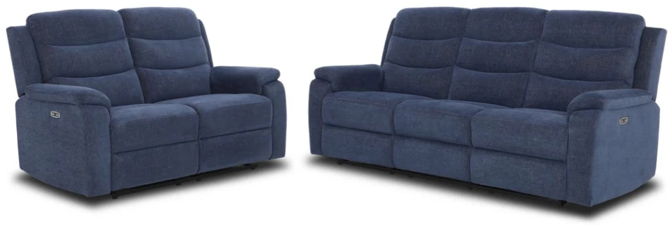 Home4You Mėlyna Trivietė atlošiama sofa MIMI su elektriniu mechanizmu, mėlyna