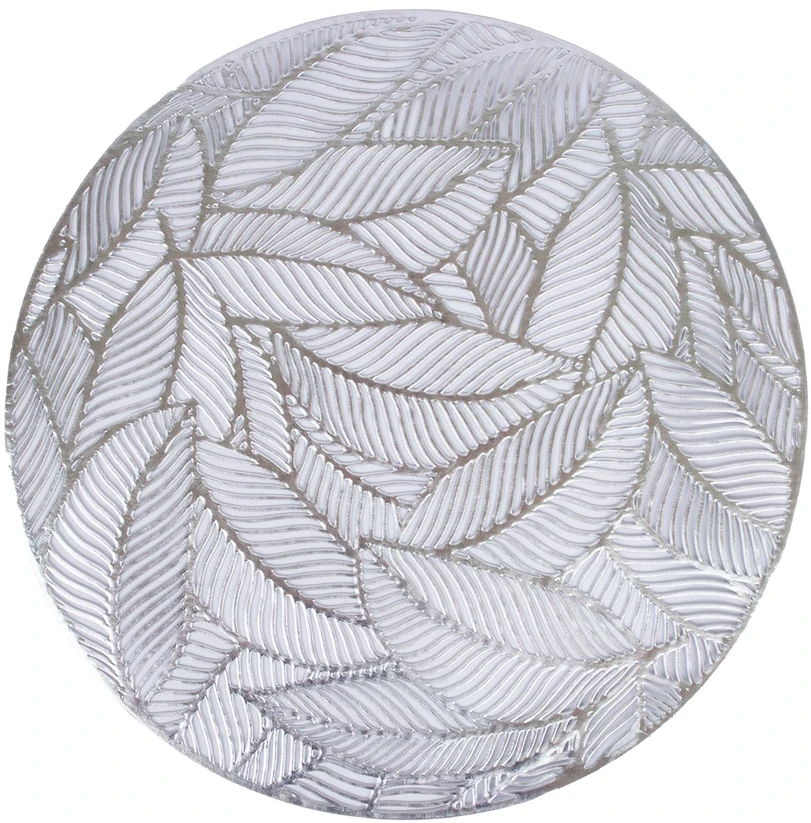 Home4You Kilimėlis ROUND LEAF D38cm, sidabrinis