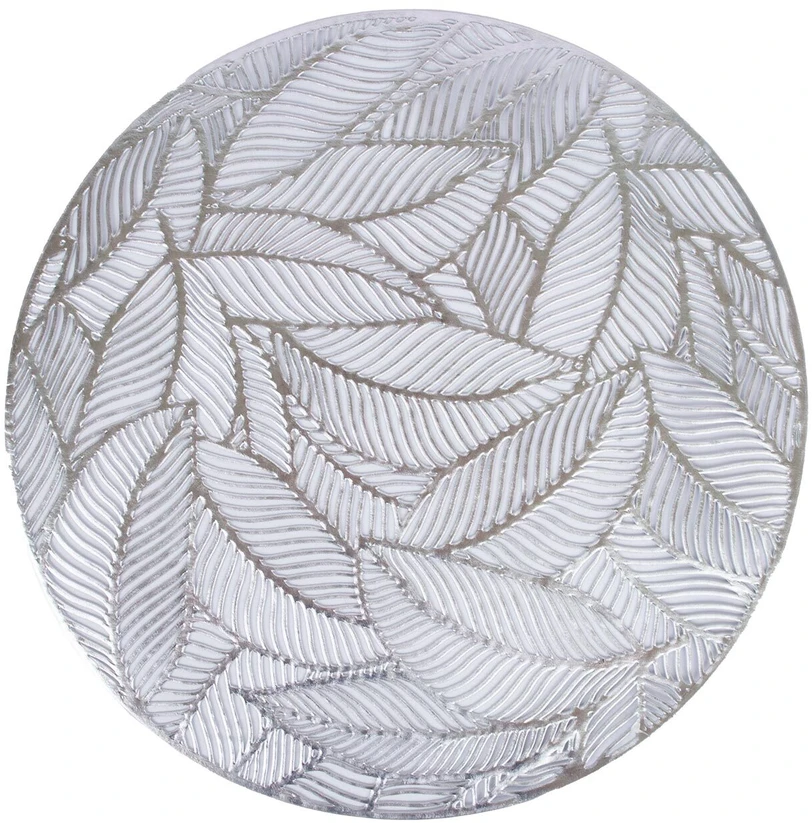 Home4You Kilimėlis ROUND LEAF D38cm, sidabrinės spalvos