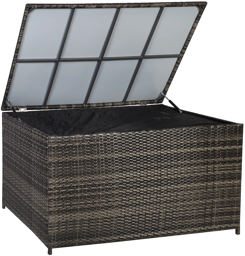 Home4You Dėžė pagalvėlėms WICKER 140x80x65cm, rėmas: plienas su sintetine vytele, spalva: tamsiai ruda