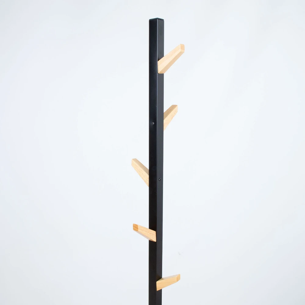 Home4You Drabužių lentyna FOREST D28H177cm, juoda/natūrali