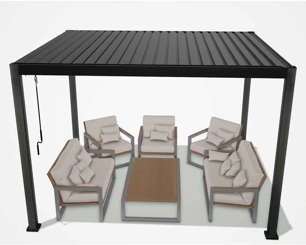 Home4You Pavėsinė MIRADOR-111 301.3x301.3x250.8 cm tamsiai pilkas aliuminis