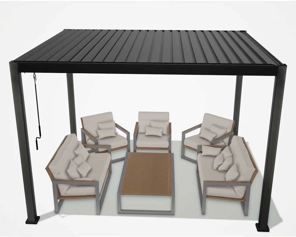 Home4You GAZEBO MIRADOR pavėsinė 3x3x2,5m, tamsiai pilkos spalvos