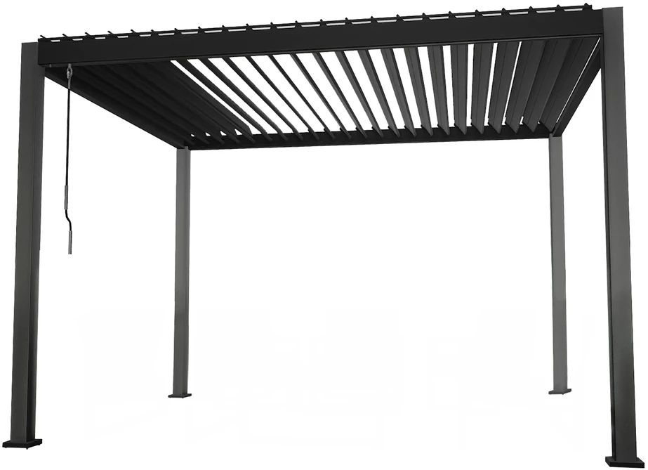 Home4You Pavėsinė MIRADOR 3x3x2,5m Tamsiai Pilka Su užuolaidomis
