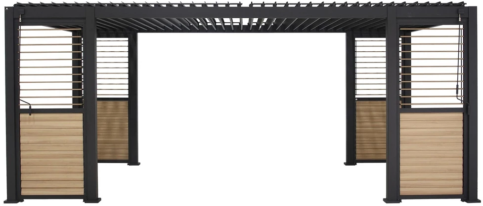 Home4You Dark Pavėsinė MIRADOR-111 su žaliuzinėmis sienelėmis 3x6m, tamsiai pilka