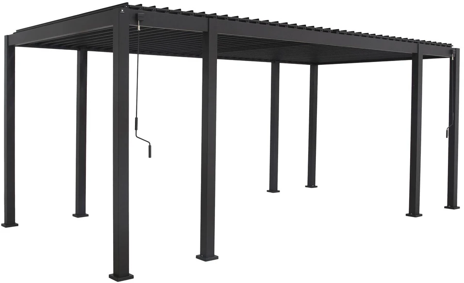 Home4You Dark Pavėsinė MIRADOR-111 su žaliuzinėmis sienelėmis 3x6m, tamsiai pilka
