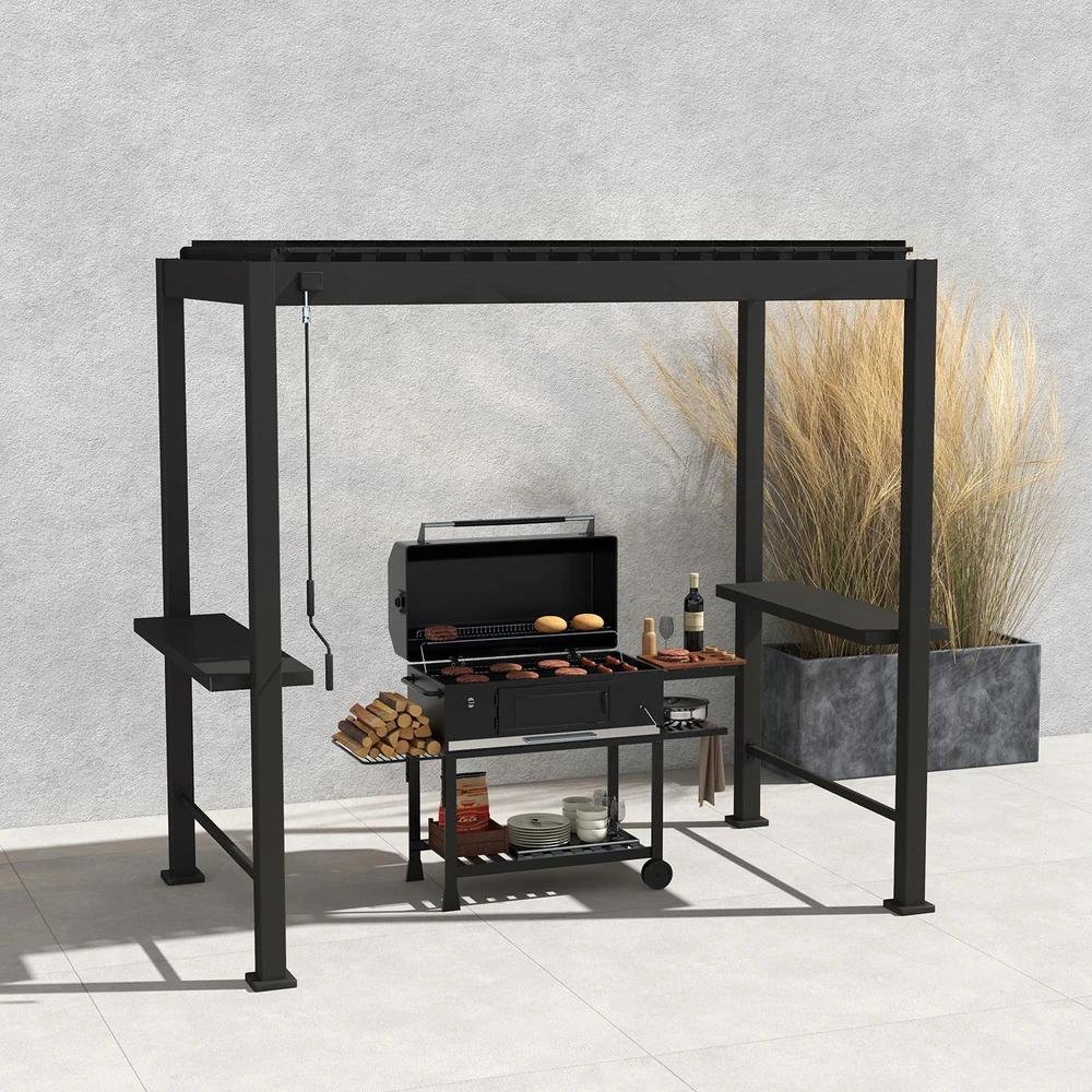 Home4You Gazebo MIRADOR BBQ-88 2,55x1,5m, dark pilkas