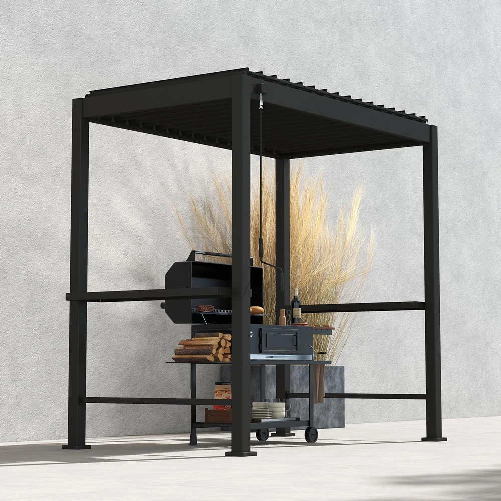 Home4You Gazebo MIRADOR BBQ-88 2,55x1,5m, dark pilkas