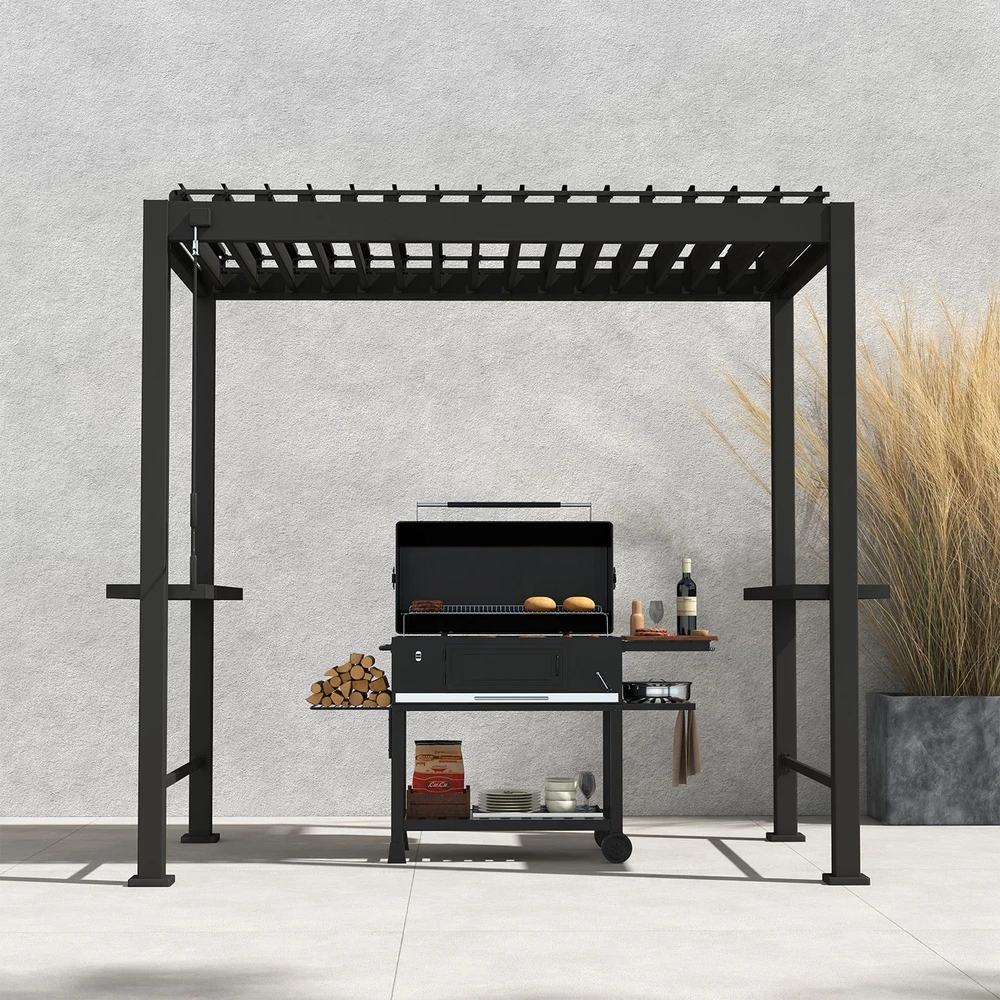 Home4You Gazebo MIRADOR BBQ-88 2,55x1,5m, dark pilkas