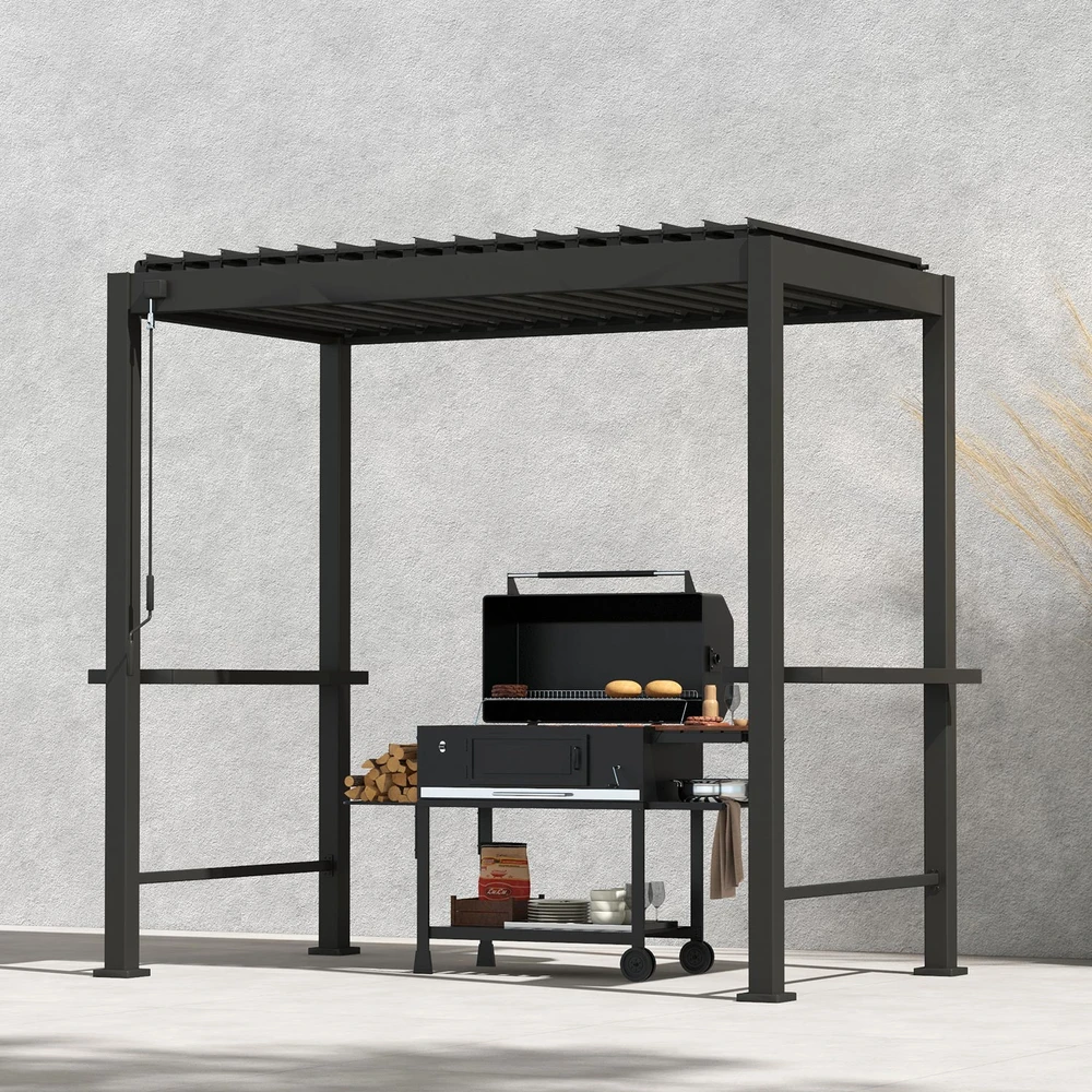 Home4You Gazebo MIRADOR BBQ-88 2,55x1,5m, dark pilkas