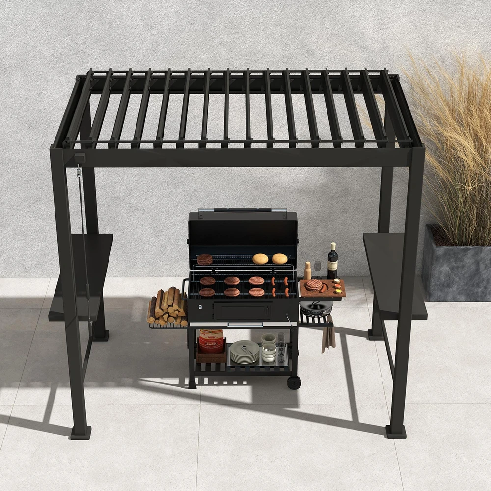 Home4You Gazebo MIRADOR BBQ-88 2,55x1,5m, dark pilkas