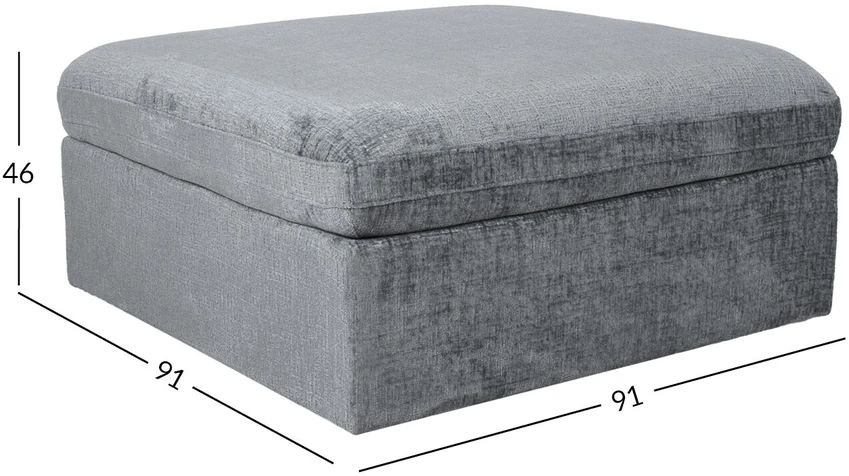 Home4You Ottoman SAMOA 91x91xH46cm, pilkas