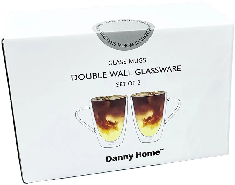 Home4You Dvigubi puodeliai (2 vnt.), po 350 ml, stikliniai, su dviguba sienele