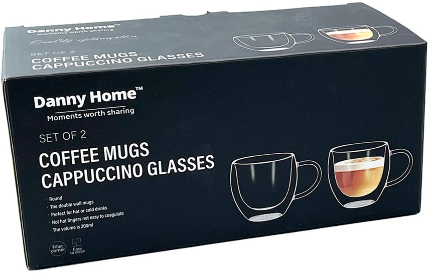 Home4You Dvigubi puodeliai (2 vnt.), po 300 ml, stikliniai, su dviguba sienele