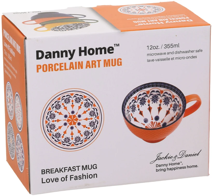 Home4You Puodelis SEREN H7,7cm 355ml, oranžinis/mėlynas