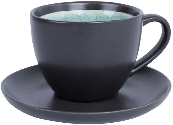 Home4You Mėlyna Cup/saucer RITA 300ml, juodas/mėlynas
