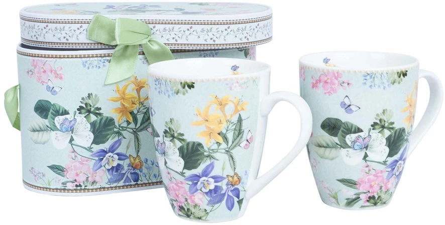 Home4You Puodeliai MIA FLORA H10,5cm 340ml 2vnt dovanų dėžutėje