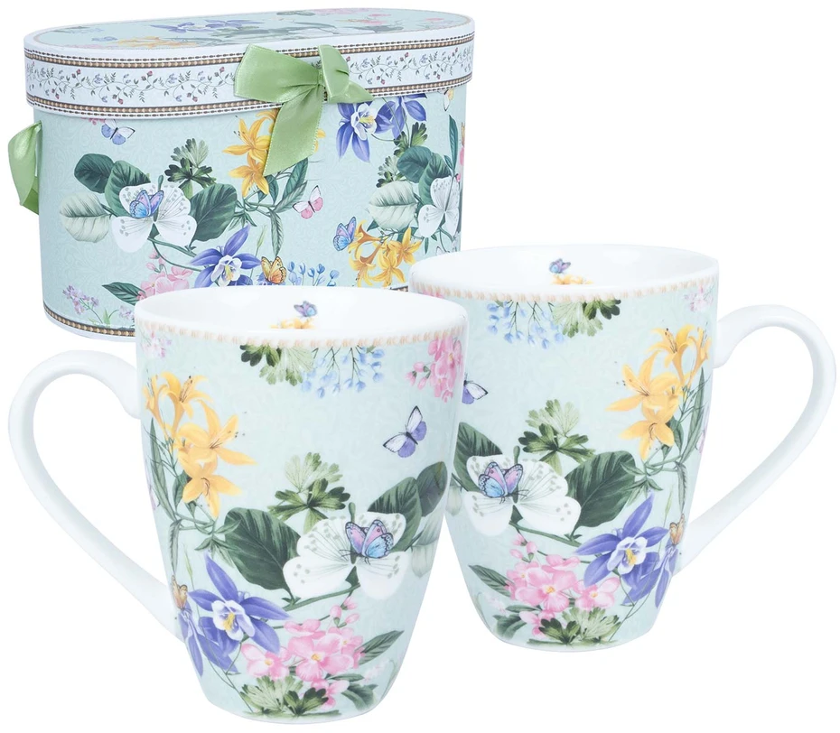 Home4You Puodeliai MIA FLORA H10,5cm 340ml 2vnt dovanų dėžutėje