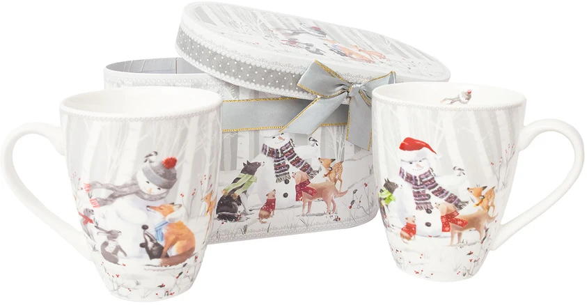 Home4You Puodeliai MIA SNOW H10,5cm 340ml, 2vnt dovanų dėžutėje