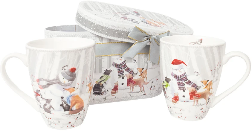 Home4You Puodeliai MIA SNOW H10,5cm 340ml, 2vnt dovanų dėžutėje
