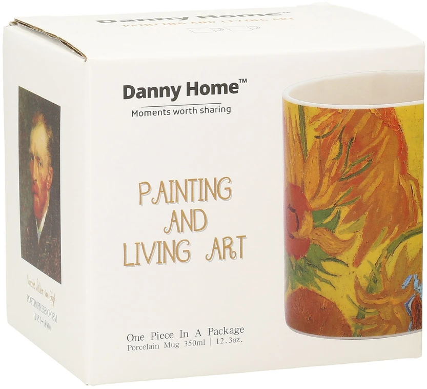 Home4You Puodelis PAINTING ART H9.5cm 350ml "Saulėgrąžos"