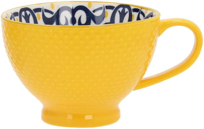 Home4You Mėlyna Puodelis SEREN H7,7cm 355ml, geltonas/mėlynas