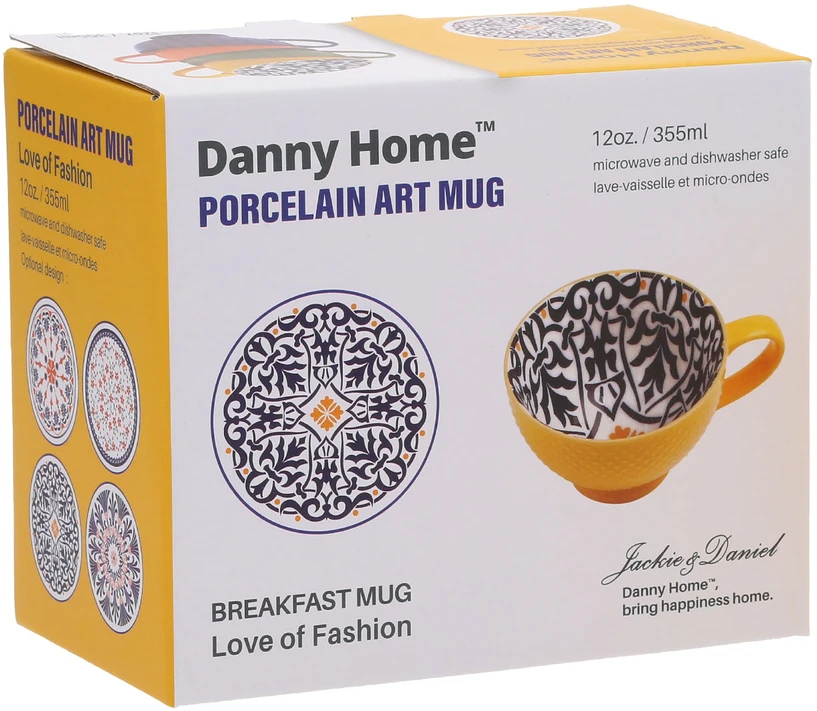 Home4You Mėlyna Puodelis SEREN H7,7cm 355ml, geltonas/mėlynas