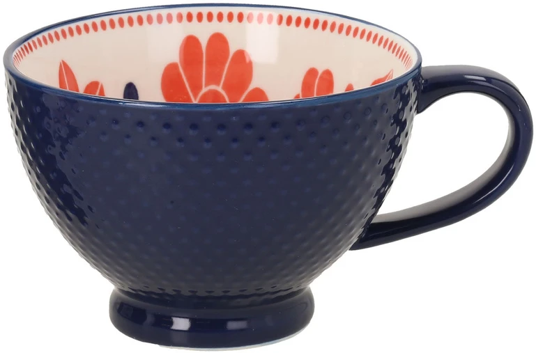 Home4You Mėlyna Puodelis SEREN H7,7cm 355ml, mėlynas/raudonas