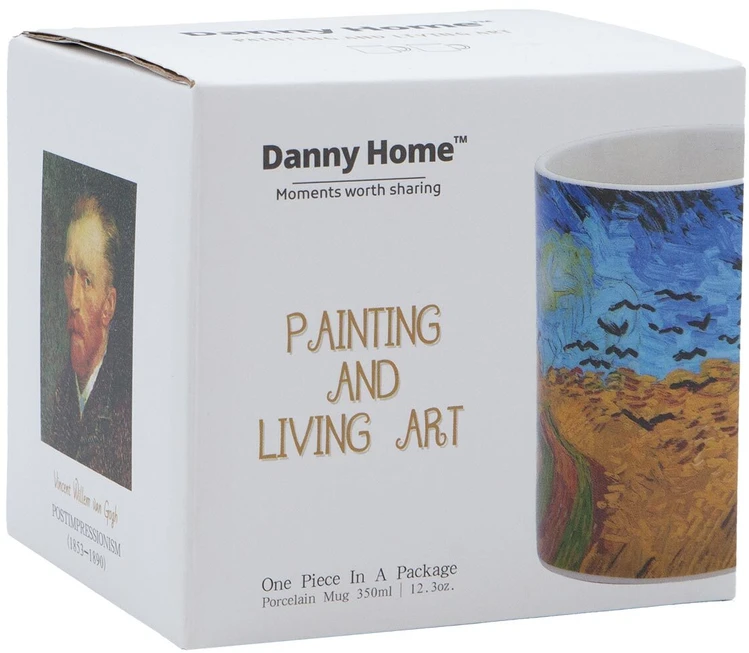 Home4You Puodelis PAINTING ART H9.5cm 350ml "Kviečių laukas su varnomis"