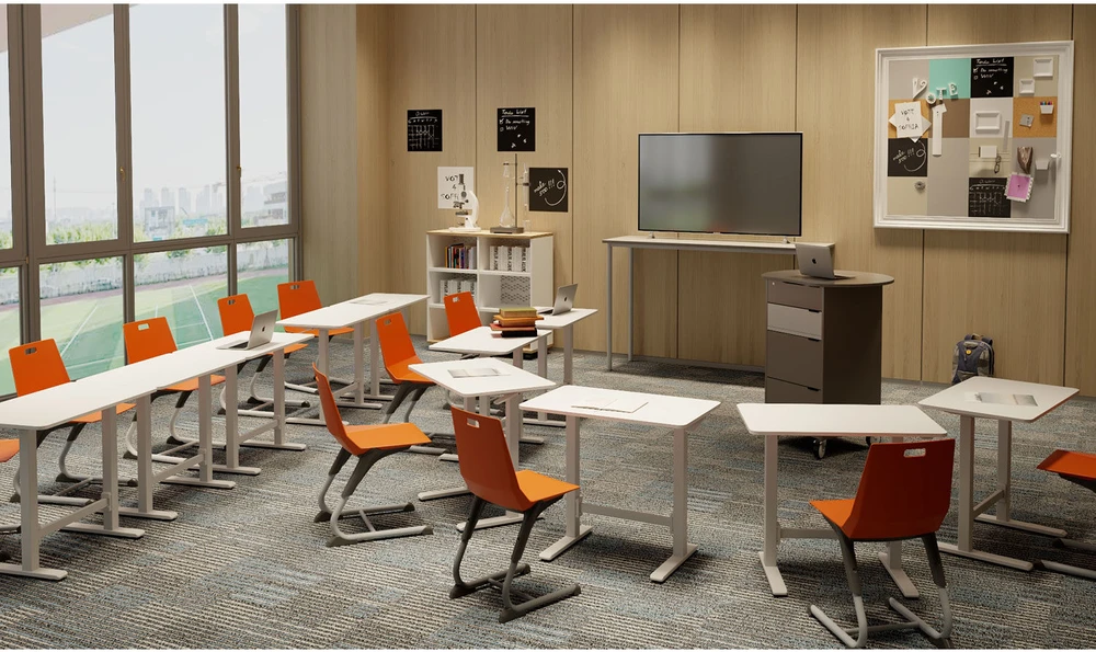 Home4You Desk ERGO manual 120x60xH70-115cm, oak/baltas